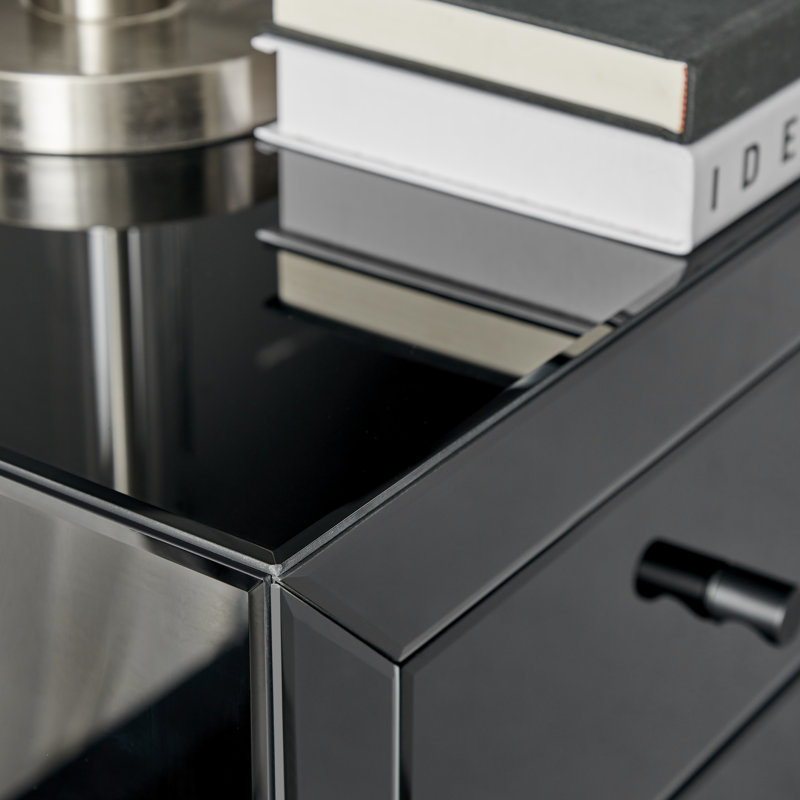 Latitude Run Lexi Large Mirrored Bedside With 3 Drawers